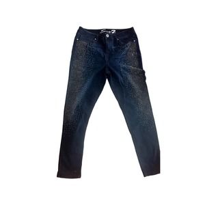 Embellished dark high rise skinny jeans seven rhinestones size 14